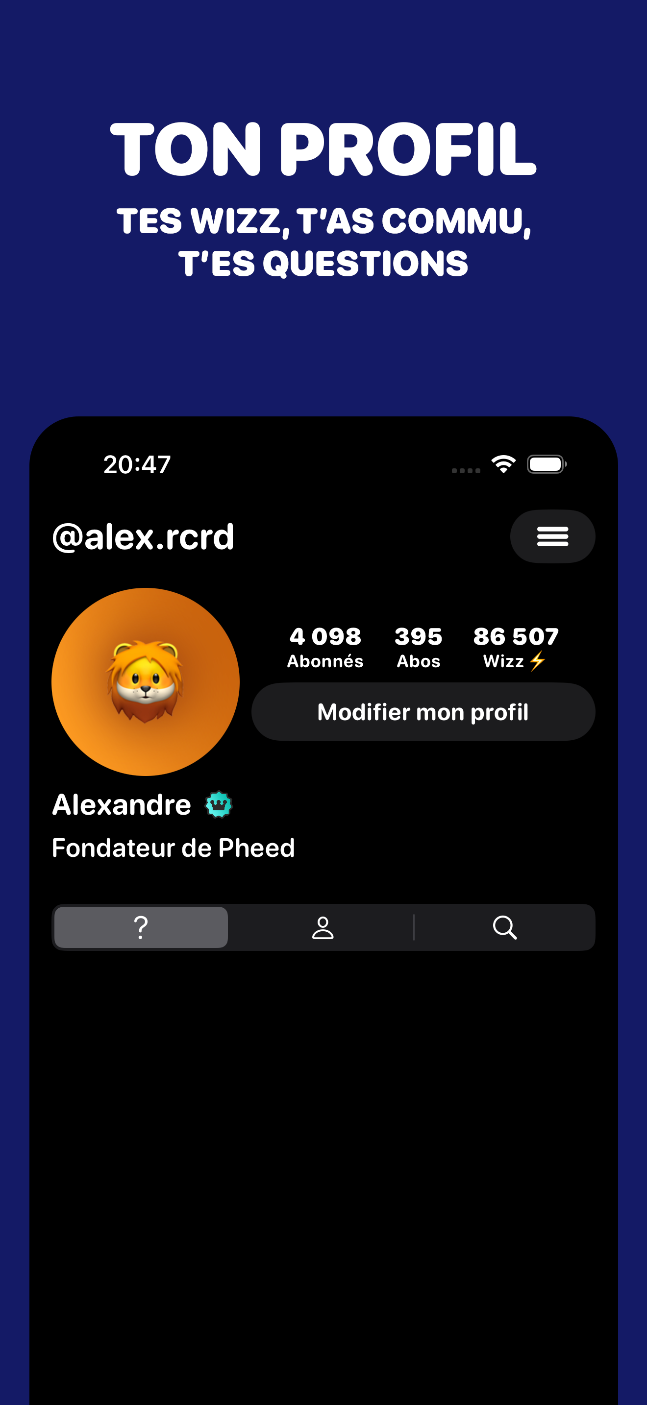 Profil Pheed - Wizz, communauté, questions
